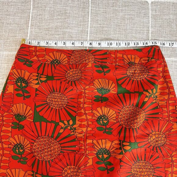Julie Brown Dixie Strange Love Skirt Orange Green Floral Women’s L - Picture 9 of 10